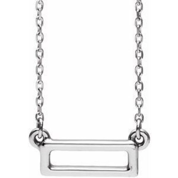 14K White Rectangle Bar 16-18